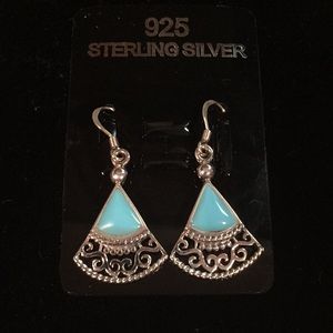 Sterling Silver & turquoise fishhook earrings
